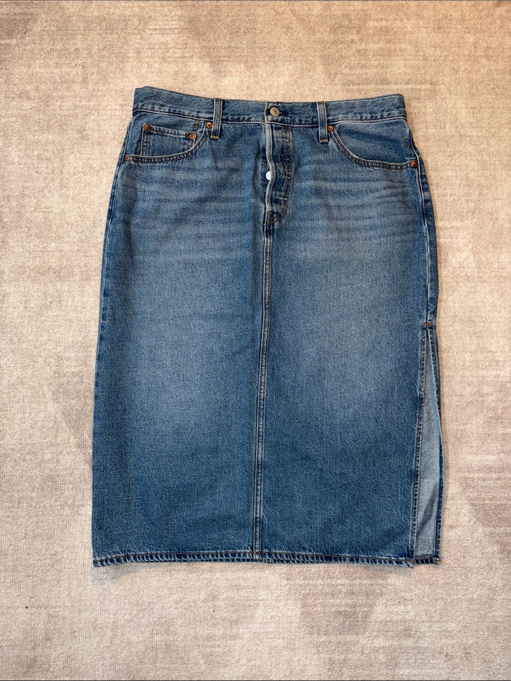 Levi's Blue Denim Midi Skirt